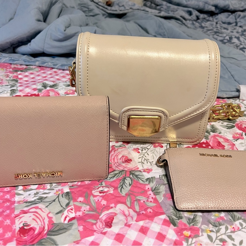 Zara mini bag and Michael Kors wallet and keychain. Gently used.